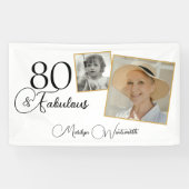 Banderoles 80 and Fabulous 80th Birthday Black Script Photo (Horizontal)