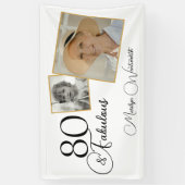 Banderoles 80 and Fabulous 80th Birthday Black Script Photo (Vertical)