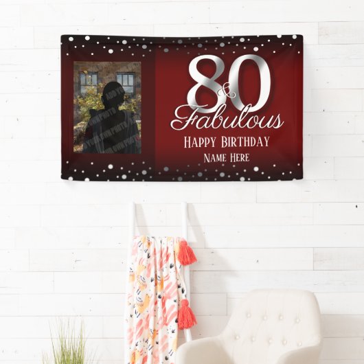 Banderoles 80 ans et fabuleuse photo Confetti (En situation)