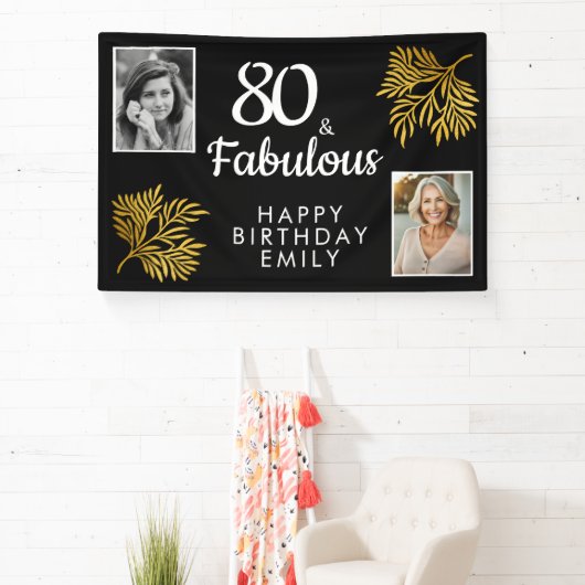 Banderoles 80 ans et Fabuleux Feuillage Doré 2 Photo 80e Anni (Insitu)