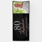 Banderoles 80 et fabuleux Elegant Black 80th Birthday Photo (Vertical)