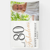 Banderoles 80 et fabuleux Elegant Black 80th Birthday Photo (Vertical)