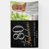 Banderoles 80 et fabuleux Elegant Black 80th Birthday Photo (Vertical)