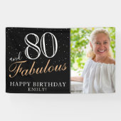 Banderoles 80 et fabuleux Elegant Black 80th Birthday Photo (Horizontal)