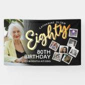 Banderoles 80 or 80e anniversaire 8 photos en noir (Horizontal)