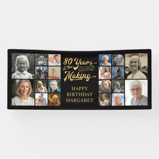 Banderoles 80e anniversaire 20 Photos 80 ans à venir (Horizontal)