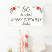 Banderoles 80e anniversaire aquarelle Rose fleurs florales (En situation)