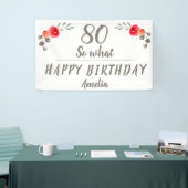 Banderoles 80e anniversaire aquarelle Rose fleurs florales (Salon professionnel)