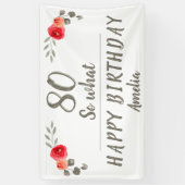 Banderoles 80e anniversaire aquarelle Rose fleurs florales (Vertical)