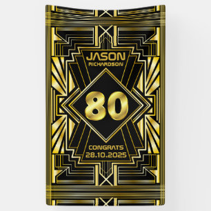 Banderoles 80e anniversaire Art Déco Gold Black Great Gatsby
