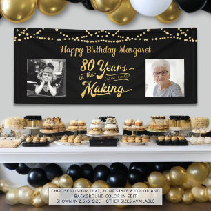 Banderoles 80e anniversaire Black Gold String éclatants Photo