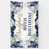 Banderoles 80e anniversaire Blue Balloons Party Bienvenue (Vertical)