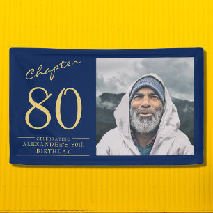 Banderoles 80e anniversaire Blue Gold Photo