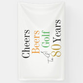 Banderoles 80e anniversaire Cheers Beers Golf Minimal Party (Vertical)