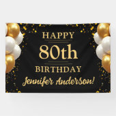 Banderoles 80e anniversaire Fête Noire et Or (Horizontal)