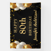 Banderoles 80e anniversaire Fête Noire et Or (Verticale)