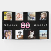 Banderoles 80e anniversaire fête photo collage femme noir (Horizontal)