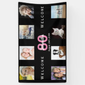 Banderoles 80e anniversaire fête photo collage femme noir (Vertical)