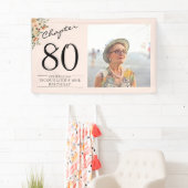 Banderoles 80e anniversaire Floral Pink Photo (En situation)