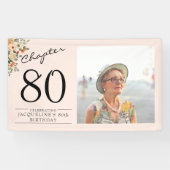 Banderoles 80e anniversaire Floral Pink Photo (Horizontal)