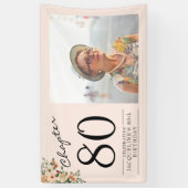 Banderoles 80e anniversaire Floral Pink Photo (Vertical)