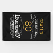 Banderoles 80e anniversaire Légendaire Black Gold Retro (Horizontal)