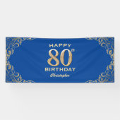 Banderoles 80e anniversaire Parties scintillant bleue et or c (Horizontal)
