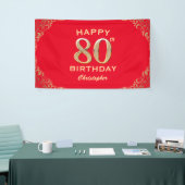 Banderoles 80e anniversaire Parties scintillant rouge et or (Salon professionnel)