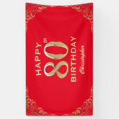 Banderoles 80e anniversaire Parties scintillant rouge et or (Vertical)