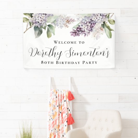 Banderoles 80e anniversaire Purple Lilac Spring Flower Welcom (En situation)