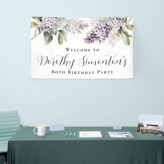 Banderoles 80e anniversaire Purple Lilac Spring Flower Welcom (Salon professionnel)