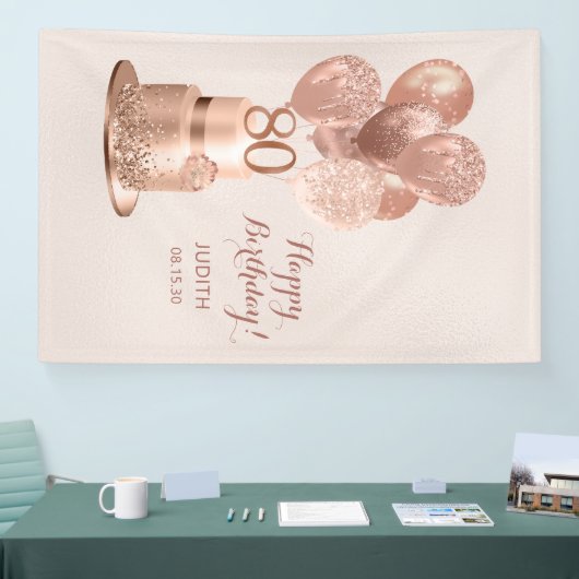 Banderoles 80e anniversaire Rose Gold Cake (Salon professionnel)