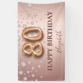 Banderoles 80e anniversaire rose or diamants script de ballon (Vertical)