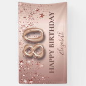 Banderoles 80e anniversaire rose or rose étoiles script ballo (Vertical)