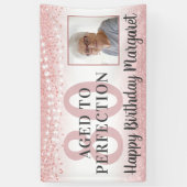 Banderoles 80e anniversaire Rose Parties scintillant d'or pho (Vertical)