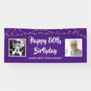 Banderoles 80e anniversaire String lumières Nom de la photo P