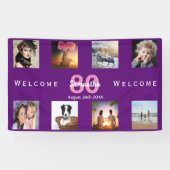 Banderoles 80e anniversaire violet photo collage fête (Horizontal)