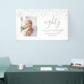 Banderoles 80e anniversaire White Silver Confetti Photo (Salon professionnel)