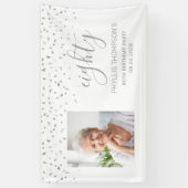 Banderoles 80e anniversaire White Silver Confetti Photo (Vertical)