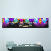 Banderoles 80e fête d'anniversaire Ballons noirs et or (Salon professionnel)