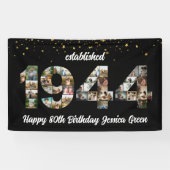 Banderoles 80e fête d'anniversaire Photo Collage Fondé 1944 (Horizontal)