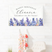 Banderoles 80e Joyeux Anniversaire Bleu Juillet Fleur de nais (En situation)