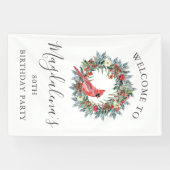 Banderoles 80th Birthday Banner Red Cardinal Custom Welcome (Horizontal)