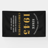 Banderoles 80th Birthday Born 1945 Ajouter Nom Black Gold (Horizontal)
