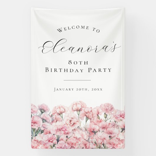 Banderoles 80th Birthday Party January Birth Flower Welcome (Verticale)