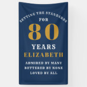 Banderoles 80th Birthday Standards Blue & Gold Ajouter votre (Vertical)