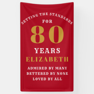 Banderoles 80th Birthday Standards Red and Gold Ajouter votre