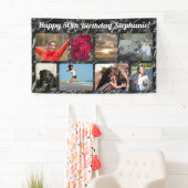 Banderoles 8 Photo Marbre noir Collage fête d'anniversaire (En situation)