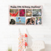 Banderoles 8 Photo Modern Pink Marble Collage fête d'annivers (En situation)