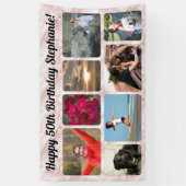 Banderoles 8 Photo Modern Pink Marble Collage fête d'annivers (Vertical)